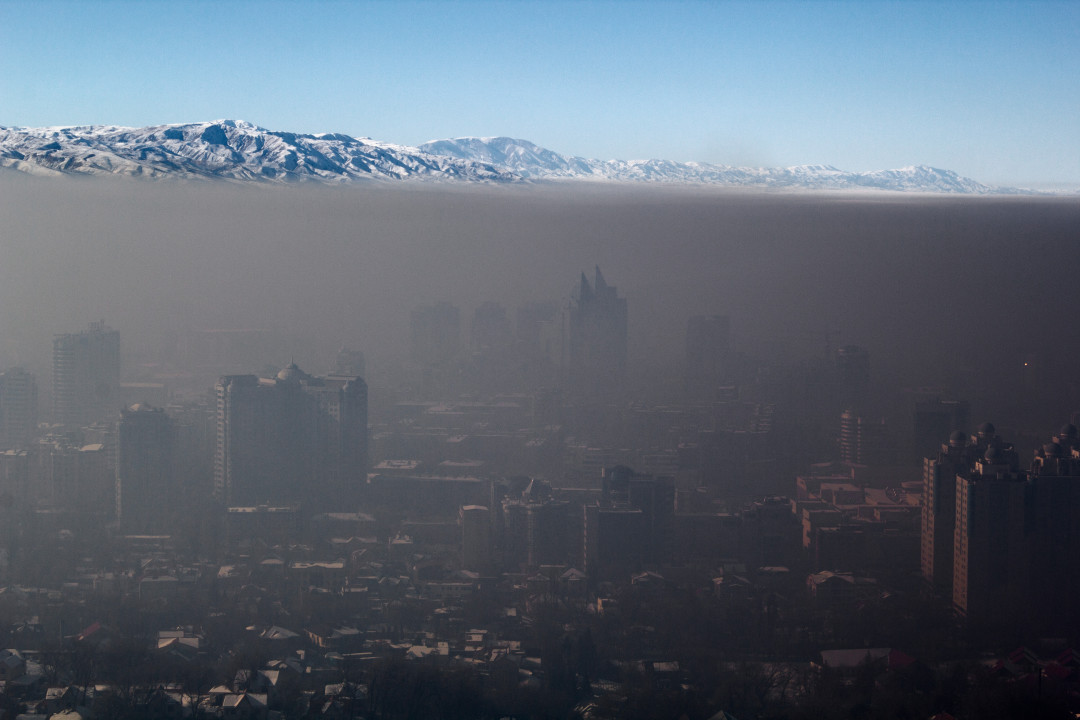 Smog over Almaty city, Kazakhstan